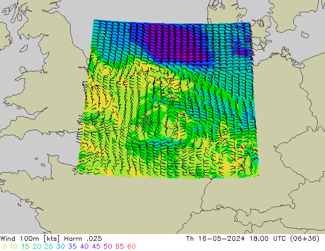 Wind 100m Harm .025 Čt 16.05.2024 18 UTC