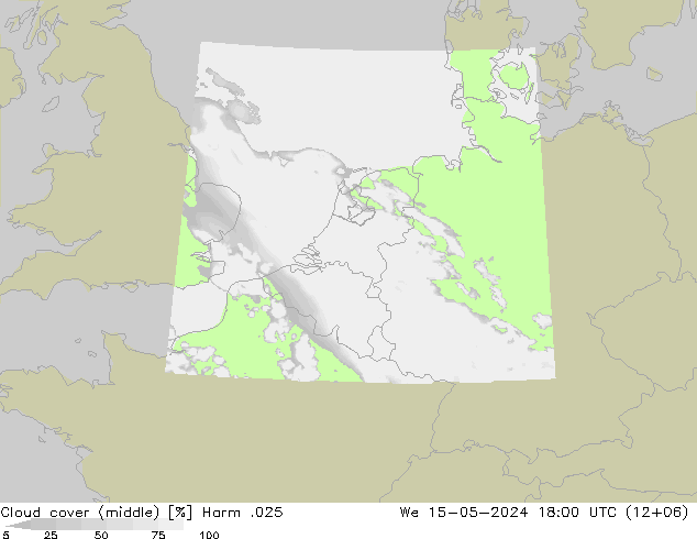 Cloud cover (middle) Harm .025 We 15.05.2024 18 UTC