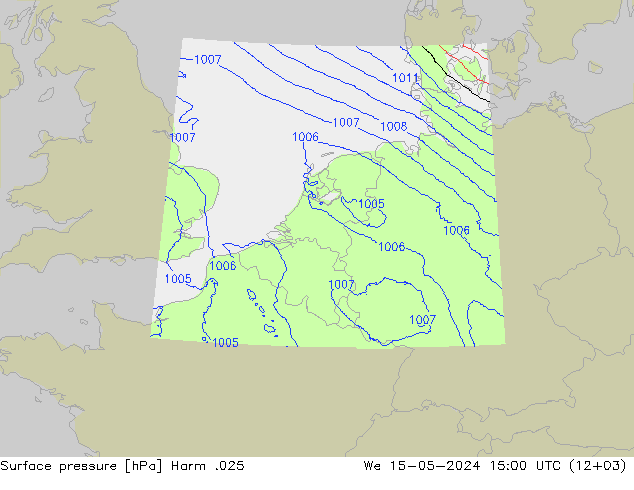 地面气压 Harm .025 星期三 15.05.2024 15 UTC