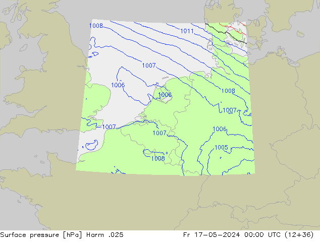 Surface pressure Harm .025 Fr 17.05.2024 00 UTC