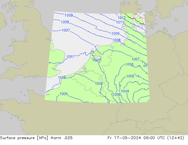 Surface pressure Harm .025 Fr 17.05.2024 06 UTC