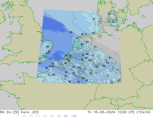 RH 2m Harm .025 Qui 16.05.2024 12 UTC