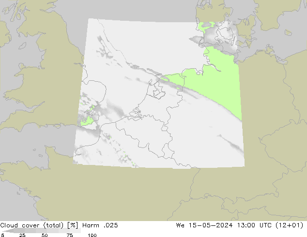 Nubes (total) Harm .025 mié 15.05.2024 13 UTC