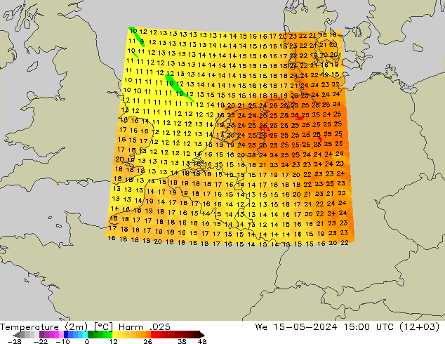 карта температуры Harm .025 ср 15.05.2024 15 UTC