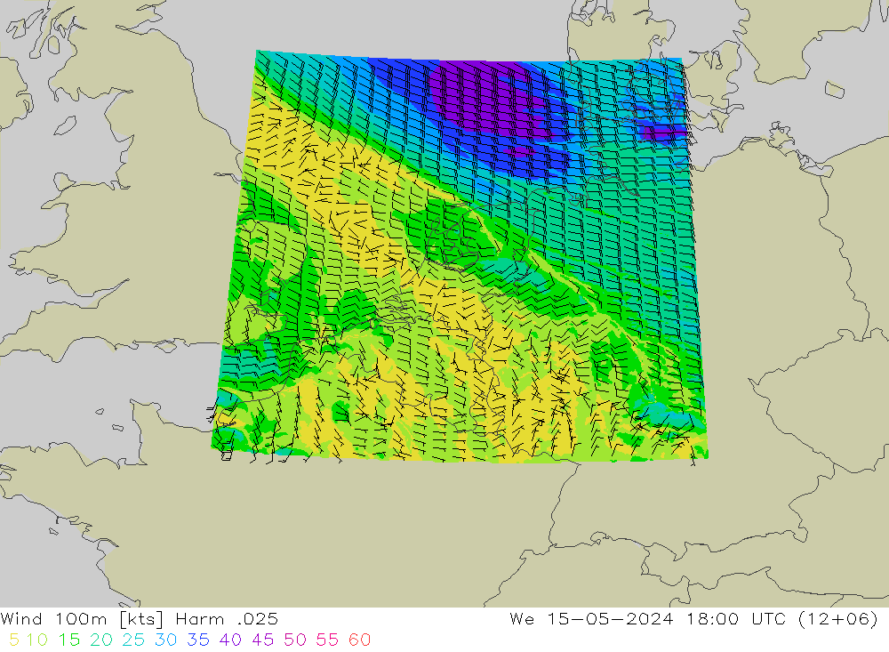 Wind 100m Harm .025 We 15.05.2024 18 UTC