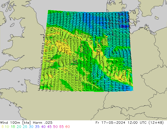 Wind 100m Harm .025 Fr 17.05.2024 12 UTC