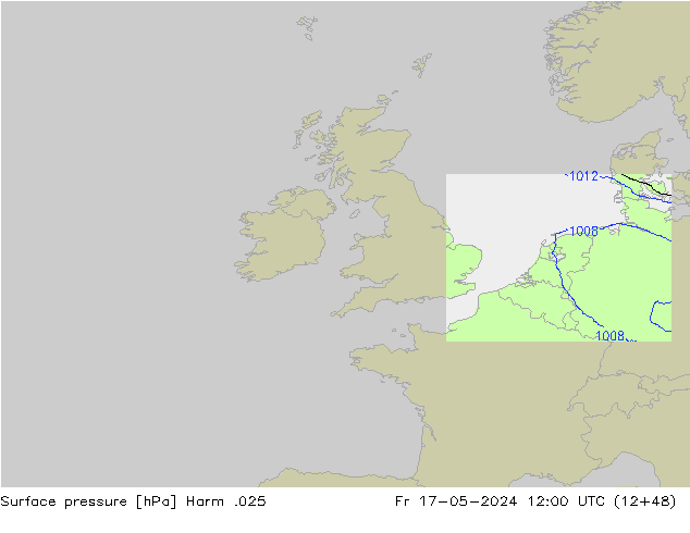 Pressione al suolo Harm .025 ven 17.05.2024 12 UTC