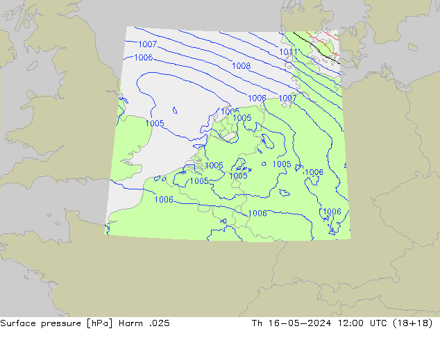 Atmosférický tlak Harm .025 Čt 16.05.2024 12 UTC