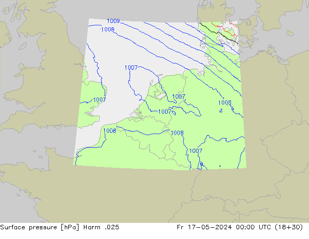 Atmosférický tlak Harm .025 Pá 17.05.2024 00 UTC