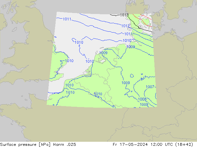 Surface pressure Harm .025 Fr 17.05.2024 12 UTC