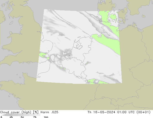 Cloud cover (high) Harm .025 Th 16.05.2024 01 UTC