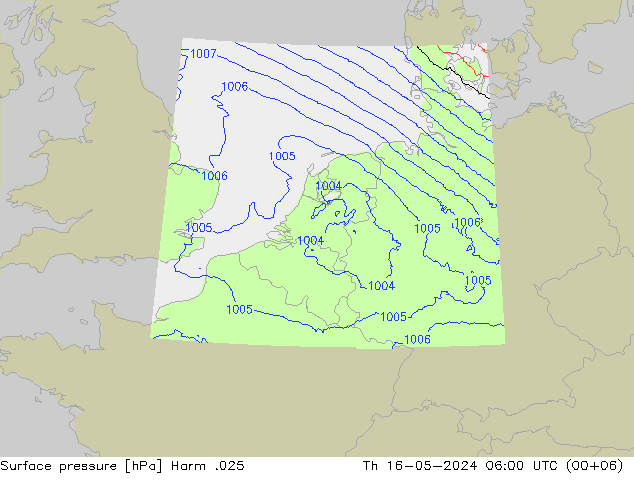 Atmosférický tlak Harm .025 Čt 16.05.2024 06 UTC