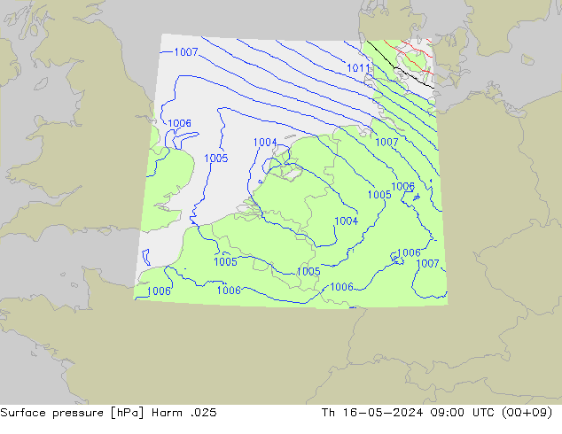 Atmosférický tlak Harm .025 Čt 16.05.2024 09 UTC