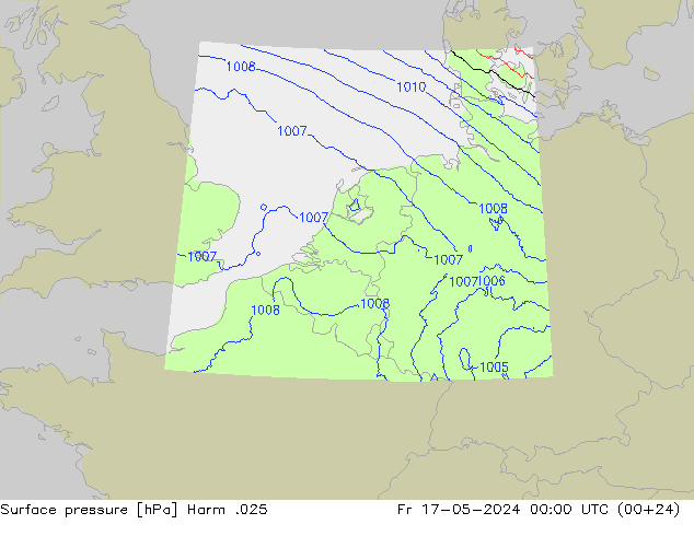 Surface pressure Harm .025 Fr 17.05.2024 00 UTC