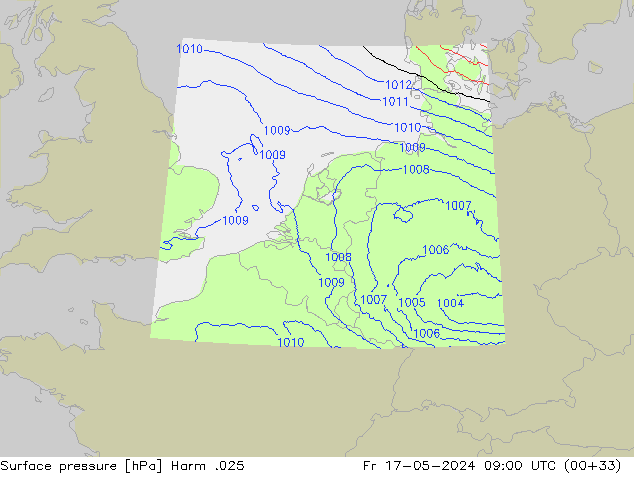 Atmosférický tlak Harm .025 Pá 17.05.2024 09 UTC