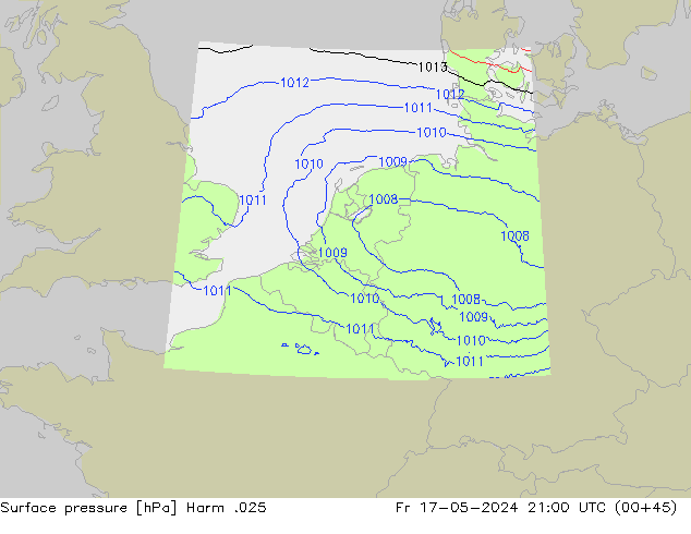 Surface pressure Harm .025 Fr 17.05.2024 21 UTC