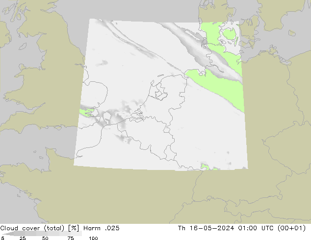 Cloud cover (total) Harm .025 Th 16.05.2024 01 UTC