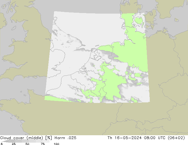 Cloud cover (middle) Harm .025 Th 16.05.2024 08 UTC