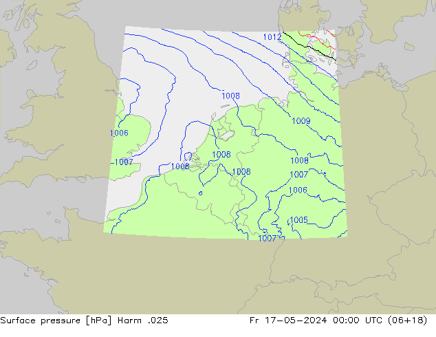 Atmosférický tlak Harm .025 Pá 17.05.2024 00 UTC