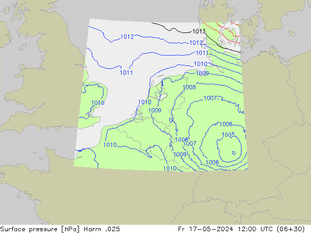 Pressione al suolo Harm .025 ven 17.05.2024 12 UTC