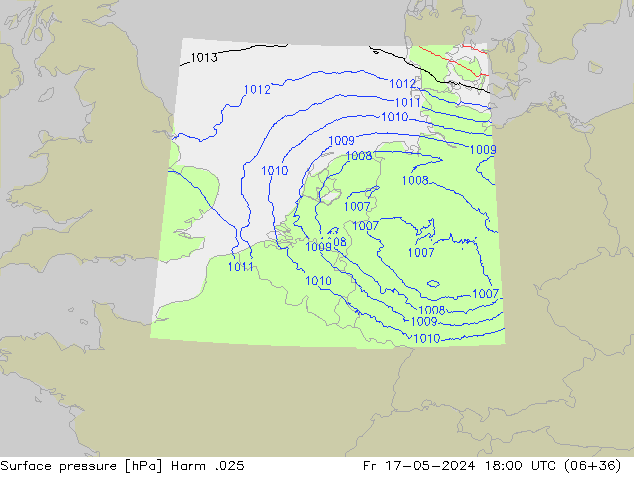 Surface pressure Harm .025 Fr 17.05.2024 18 UTC