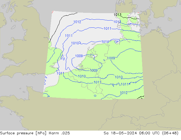 Pressione al suolo Harm .025 sab 18.05.2024 06 UTC