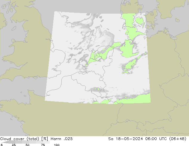 Cloud cover (total) Harm .025 Sa 18.05.2024 06 UTC