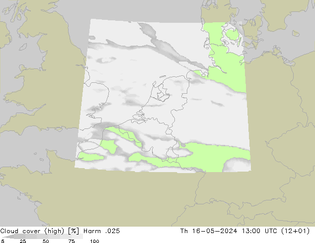 Cloud cover (high) Harm .025 Th 16.05.2024 13 UTC