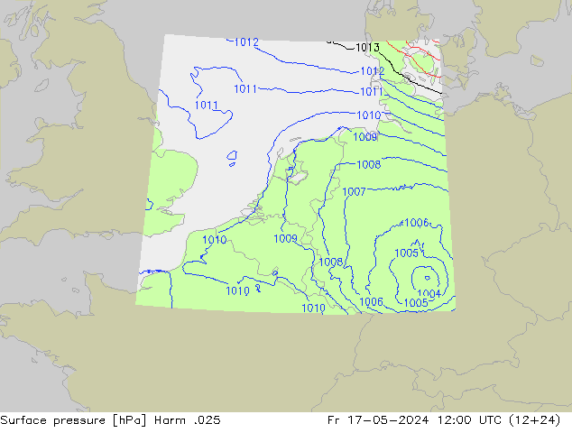 Surface pressure Harm .025 Fr 17.05.2024 12 UTC