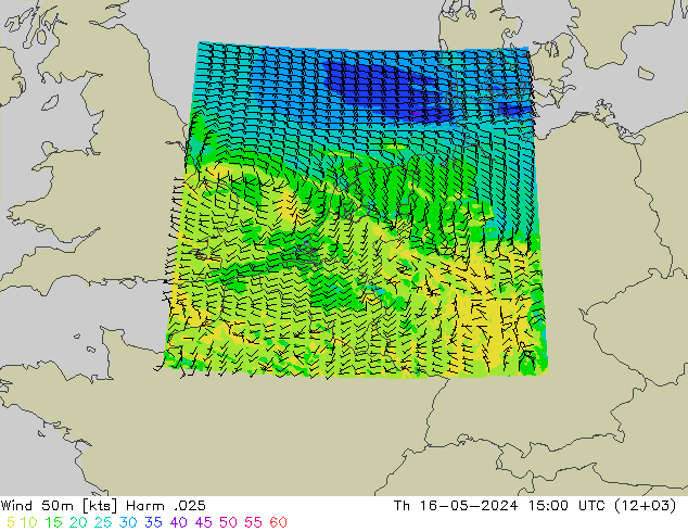 Wind 50m Harm .025 Th 16.05.2024 15 UTC