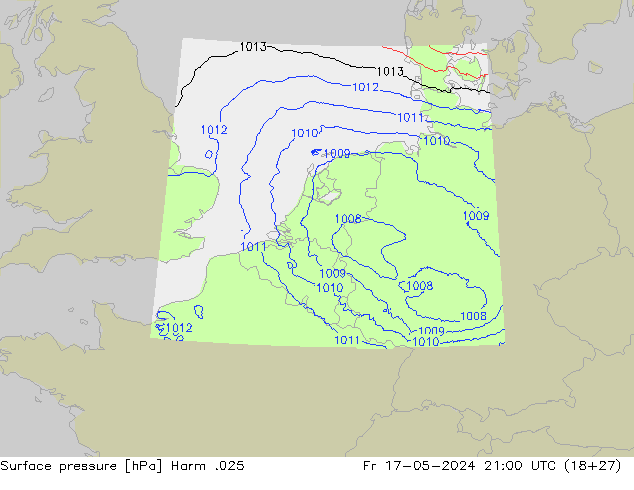 Atmosférický tlak Harm .025 Pá 17.05.2024 21 UTC