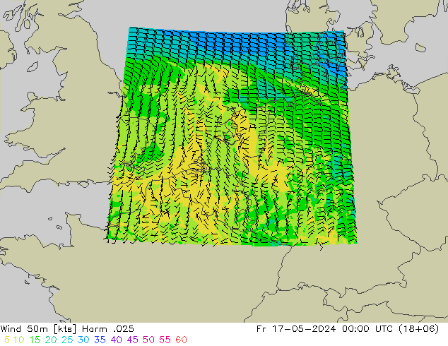 Wind 50m Harm .025 Fr 17.05.2024 00 UTC