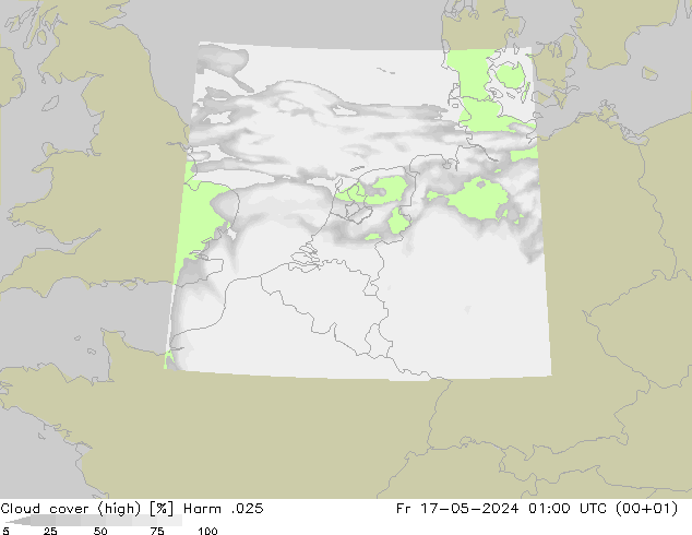Cloud cover (high) Harm .025 Fr 17.05.2024 01 UTC
