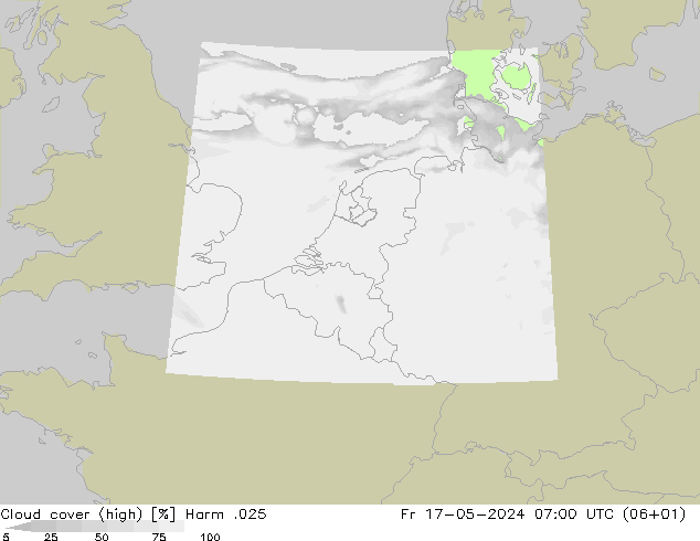 Cloud cover (high) Harm .025 Fr 17.05.2024 07 UTC