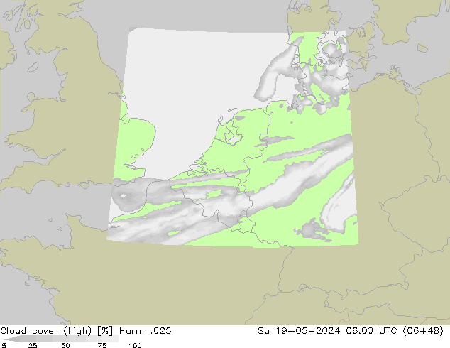 Cloud cover (high) Harm .025 Su 19.05.2024 06 UTC