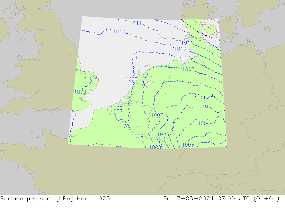 Pressione al suolo Harm .025 ven 17.05.2024 07 UTC