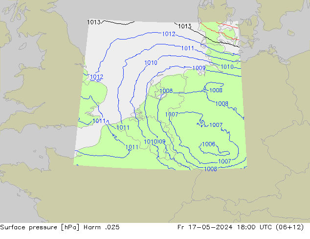 Atmosférický tlak Harm .025 Pá 17.05.2024 18 UTC