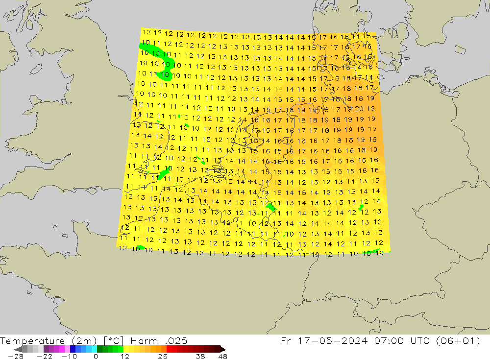 Temperatura (2m) Harm .025 Sex 17.05.2024 07 UTC