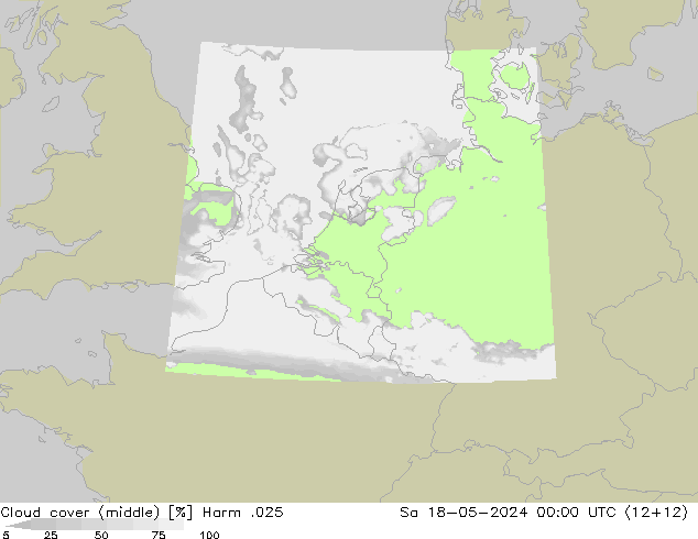 Cloud cover (middle) Harm .025 Sa 18.05.2024 00 UTC