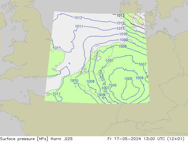 Pressione al suolo Harm .025 ven 17.05.2024 13 UTC