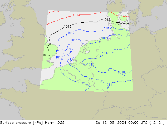 приземное давление Harm .025 сб 18.05.2024 09 UTC