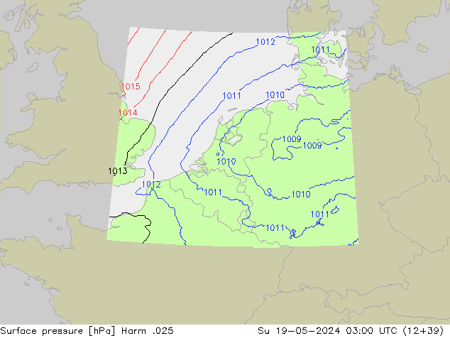 Surface pressure Harm .025 Su 19.05.2024 03 UTC
