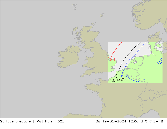 Atmosférický tlak Harm .025 Ne 19.05.2024 12 UTC