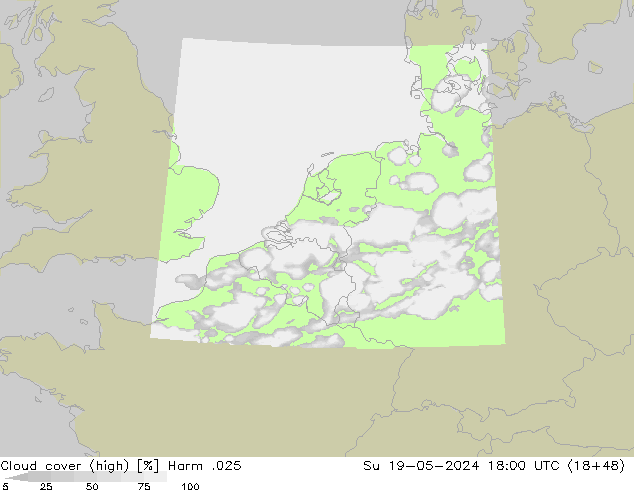 Cloud cover (high) Harm .025 Su 19.05.2024 18 UTC