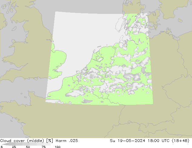 Cloud cover (middle) Harm .025 Su 19.05.2024 18 UTC