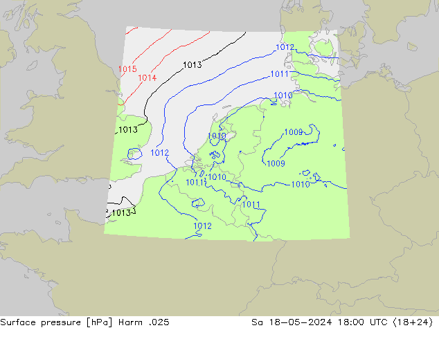 地面气压 Harm .025 星期六 18.05.2024 18 UTC