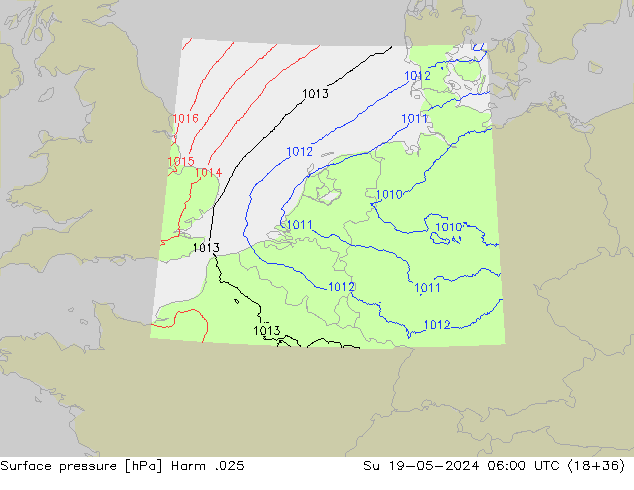 Atmosférický tlak Harm .025 Ne 19.05.2024 06 UTC