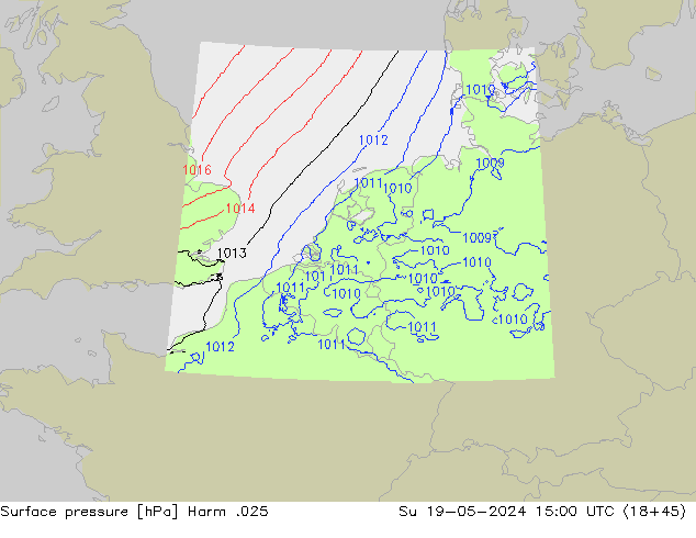 Surface pressure Harm .025 Su 19.05.2024 15 UTC