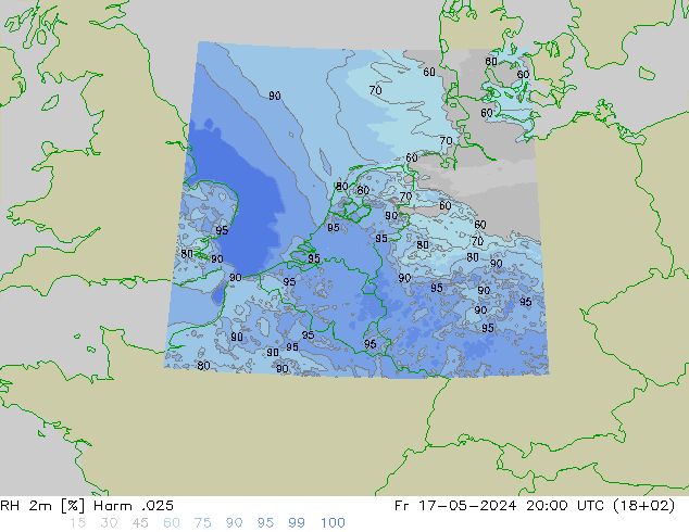 RH 2m Harm .025 Fr 17.05.2024 20 UTC