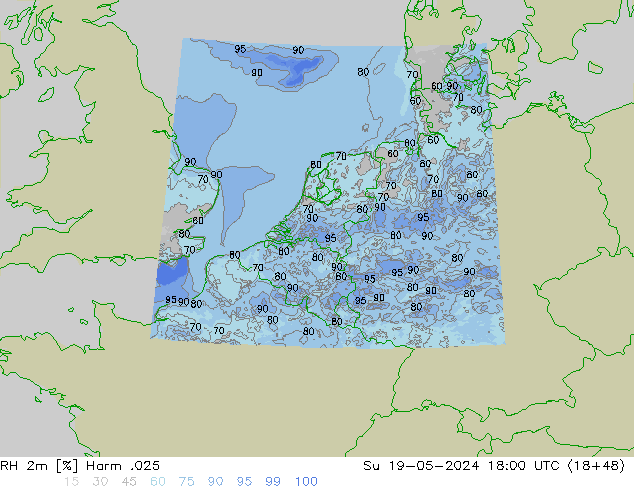 RH 2m Harm .025 Su 19.05.2024 18 UTC